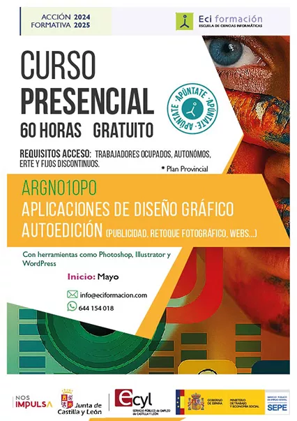 Aplicaciones de diseño gráfico y autoedición: publicidad, retoque fotográfico y diseño web con herramientas como Photoshop, Illustrator y WordPress